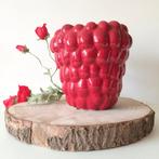 Prachtige Rode Frambozenvaas Bloemenvaas ↑ hoogte 18 cm, Aardewerk of Porselein, Ophalen of Verzenden, Zo goed als nieuw, Minder dan 50 cm
