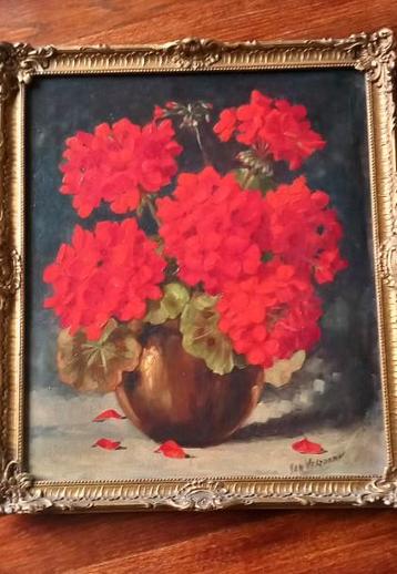 Olieverfschilderij van Verdonk - Bloemen in Vaas beschikbaar voor biedingen