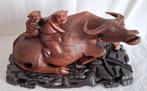 Antieke Waterbuffel met twee figuren, China, Antiek en Kunst, Ophalen of Verzenden