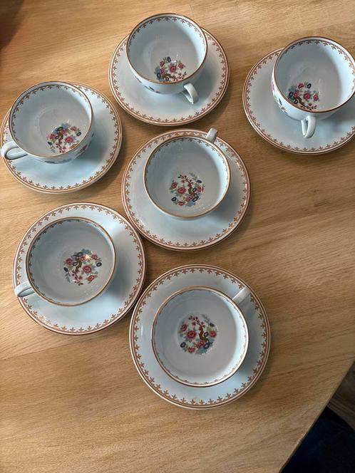 6 Lotus kop en schotels Rörstrand Zweden vintage serviesje, Antiek en Kunst, Antiek | Servies los, Ophalen of Verzenden