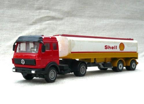 Solido France Mercedes SK + tankoplegger Shell 1/60., Hobby en Vrije tijd, Modelauto's | 1:50, Gebruikt, Bus of Vrachtwagen, Overige merken