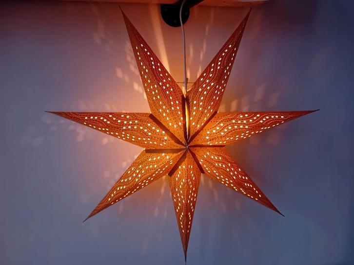 Papieren kerstster goud incl. elektra, Diversen, Kerst, Nieuw, Ophalen of Verzenden