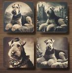 Airedale Terrier Victoriaanse onderzetters met houder, Verzenden, Nieuw, Glas of Kopje