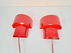 Set 2 vintage postmodern wandlamp rood metaal lamp ‘70, N, Vintage, Ophalen of Verzenden, N