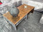 Salon tafeltje 2x eiken, Huis en Inrichting, Tafels | Salontafels, Ophalen, Vierkant, 50 tot 100 cm, Minder dan 50 cm