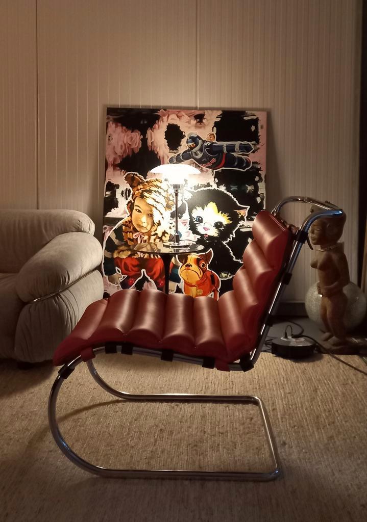 Mid-century sheepskin fauteuils takahama tulipe gae aulenti, Huis en Inrichting, Lampen | Tafellampen, Zo goed als nieuw, 75 cm of meer