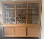 Grote teakhout kast met schuifdeuren, Huis en Inrichting, Kasten | Buffetkasten, Ophalen, Met deur(en), 200 cm of meer, Glas