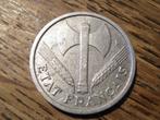 Oorlogsmunt WW2 Vichy-Frankrijk 1 Franc 1942 met Labrys #614, Verzenden, Frankrijk, Losse munt