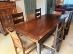 Teakhouten eettafel met acht stoelen, Ophalen, Gebruikt, Teakhout, 200 cm of meer