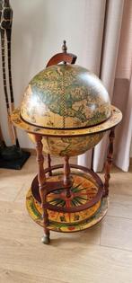 Vintage drankglobe/drankkast wereldbol op wieltjes, Ophalen, Gebruikt