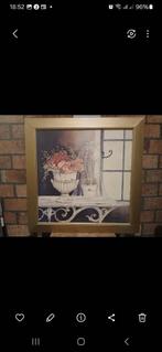 Bloemstilleven Print in Gouden Lijst, Minder dan 50 cm, Gebruikt, Ophalen of Verzenden, Print