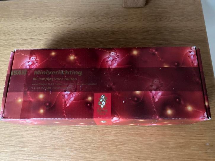 Doos met 80 minilampjes V&D Kerstboomverlichting voor buiten, Diversen, Kerst, Zo goed als nieuw, Ophalen of Verzenden