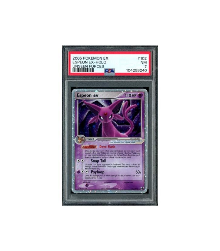 Pokemon Espeon ex Holo EX Unseen Forces UR #102 PSA 7, Hobby en Vrije tijd, Verzamelkaartspellen | Pokémon, Zo goed als nieuw