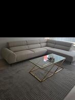 Gouden Salontafel met Glasplaat - Stijlvol Design, Huis en Inrichting, Tafels | Salontafels, Ophalen, Zo goed als nieuw, Glas