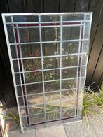 Glas in lood raam met rode bies, Doe-het-zelf en Verbouw, Glas en Ramen, Ophalen, Gebruikt, Minder dan 80 cm, Glas in lood