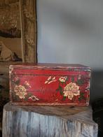 Antieke Handgeschilderde Houten Kist, Antiek en Kunst, Ophalen of Verzenden