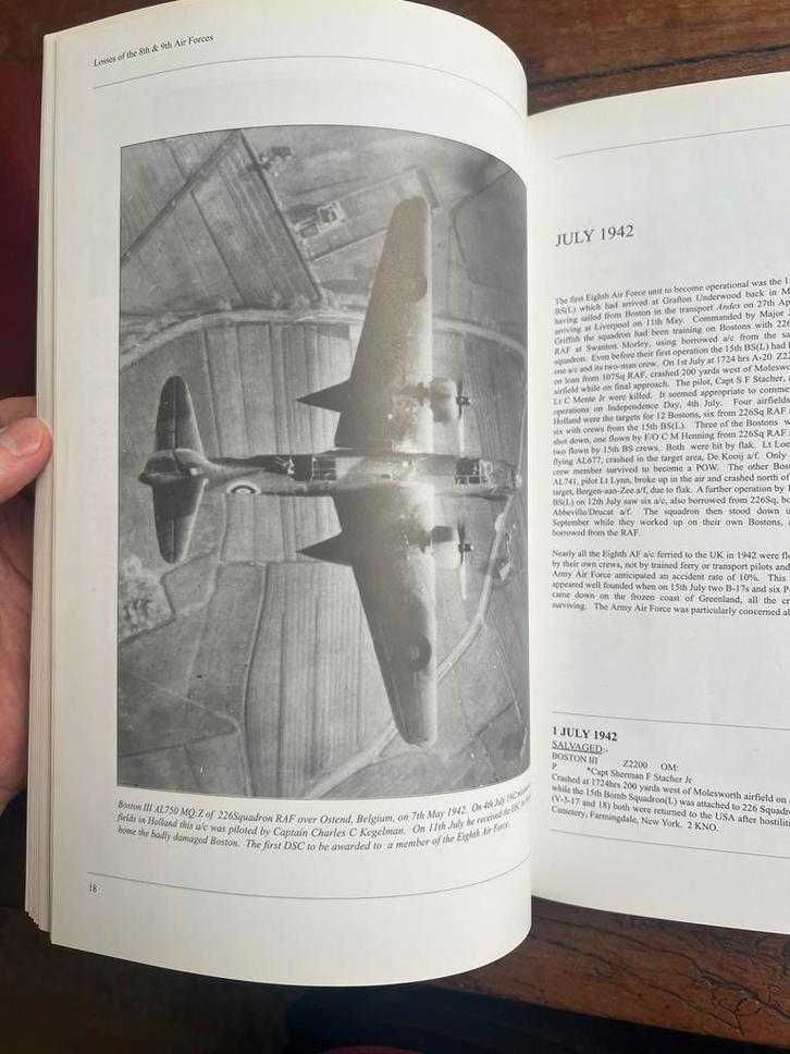 Zeldzaam USAAF naslagwerk losses 8th 9th Airforce 1942 / 43, Verzamelen, Militaria | Tweede Wereldoorlog, Boek of Tijdschrift