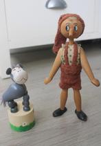 vintage popjes draadhaar "egelpopjes" pinokio hout knielhond, Ophalen of Verzenden, Gebruikt, Pop