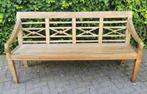 Oude teak Stationsbank (187 cm) tuinbank kerkbank teakhout, Ophalen of Verzenden, Gebruikt, Teakhout