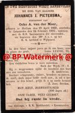 OUD - Pietersma Johannes Huizum 1893 Leeuwarden x vd Meer, Bidprentje, Ophalen of Verzenden