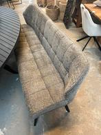 Magazijn leegverkoop eetbank boucle stof taupe metaal zwart, Overige kleuren, Drie, Nieuw, Ophalen of Verzenden