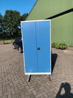 Metalen opberg kasten blauw en grijs, Huis en Inrichting, Kasten | Roldeurkasten en Archiefkasten, Zo goed als nieuw, Metaal, 25 tot 50 cm