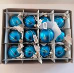 12 glazen kerstballen - Blauw met goud, Ophalen of Verzenden, Zo goed als nieuw