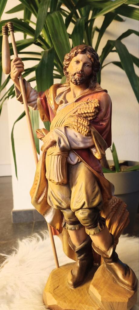 Hout heilig beeld Sint Isidorus, Antiek en Kunst, Antiek | Religie, Ophalen of Verzenden