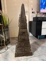 Antieke houten piramide kast met 4 lades, Minder dan 50 cm, Gebruikt, Ophalen of Verzenden, 75 cm of meer