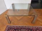 Salontafel glas en messing poten, Huis en Inrichting, Tafels | Salontafels, Ophalen, Gebruikt, 100 tot 150 cm, 50 tot 100 cm
