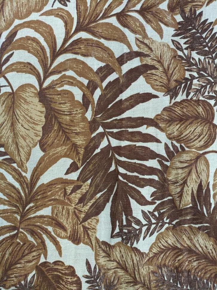 Origineel vintage bruin beige bladeren gordijn Viscose (N51), Huis en Inrichting, Stoffering | Gordijnen en Lamellen, Gebruikt
