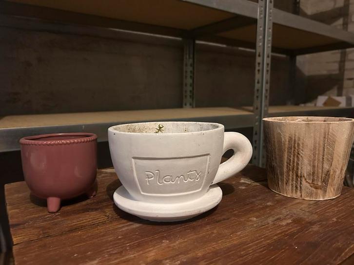 Bloempot middelste, Tuin en Terras, Bloempotten, Gebruikt, Aardewerk, Binnen, Minder dan 40 cm, Minder dan 25 cm, Rond, Ophalen