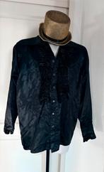 Zwart satijnen blouse + hoedje maat M unisex foute party, Kleding | Heren, Ophalen of Verzenden, Zo goed als nieuw, Maat 52/54 (L)