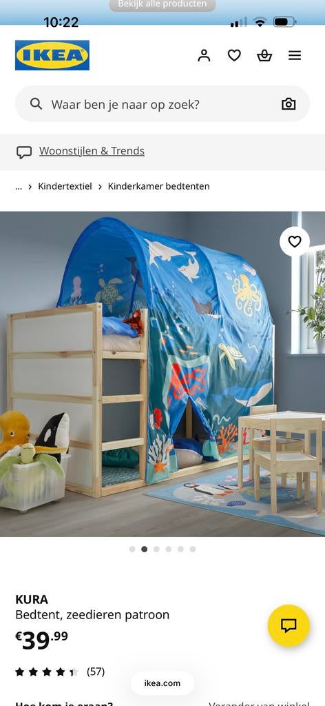 Ikea KURA Bedtent Zeedieren, Ophalen, Zo goed als nieuw, Hoogslaper