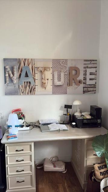 Groot canvas schilderij beige blauw natuur steen hout tak beschikbaar voor biedingen