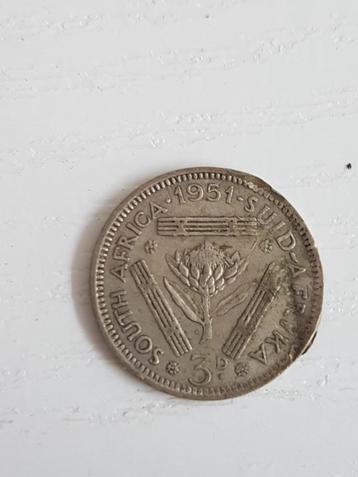 Zuid-Afrika 3 pence uit 1951 beschikbaar voor biedingen