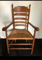 Blankeiken Armleuningstoel met Biezenzitting, Huis en Inrichting, Ophalen, Gebruikt, Bruin, Eén