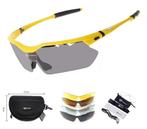 Fietsbril 5 glazen wielrenbril wielerbril sportbril geel, Sport en Fitness, Nieuw, Overige typen, Ophalen of Verzenden