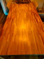 Houten Eettafel 240x100 ingelegd Teak, Huis en Inrichting, Tafels | Eettafels, Gebruikt, 100 tot 150 cm, 200 cm of meer, Vijf personen of meer