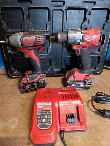 Milwaukee M18 fuel accu boormachine + slagschroevendraaier  beschikbaar voor biedingen