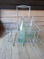 Vintage metal flessenrek / flessenhouder met handvat, Antiek en Kunst, Ophalen of Verzenden