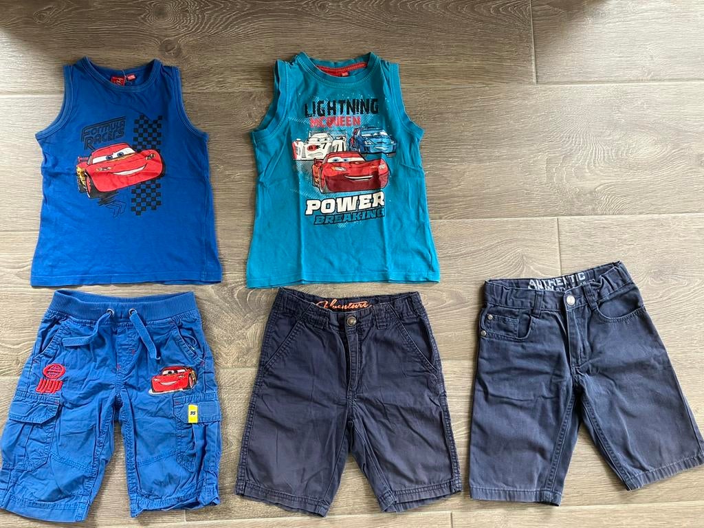 Cars topjes en broek 110, 2 blauwe broeken, Ophalen of Verzenden, Gebruikt, Jongen, Broek