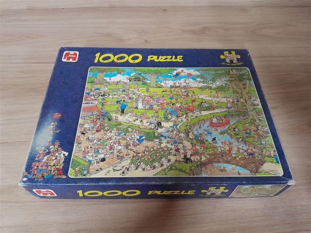 Jan van Haasteren - het park - 1000 stuk - s3048, Ophalen of Verzenden, 500 t/m 1500 stukjes, Zo goed als nieuw