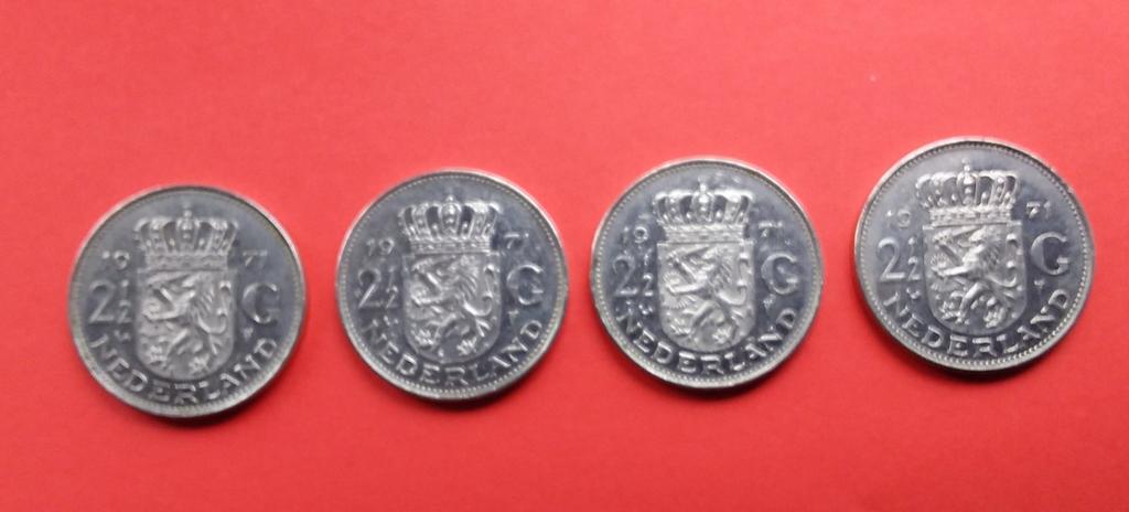 4x 2 1/2 Gulden 1971 Koningin Juliana, Postzegels en Munten, Munten | Nederland, Ophalen of Verzenden, Koningin Juliana, 2½ gulden