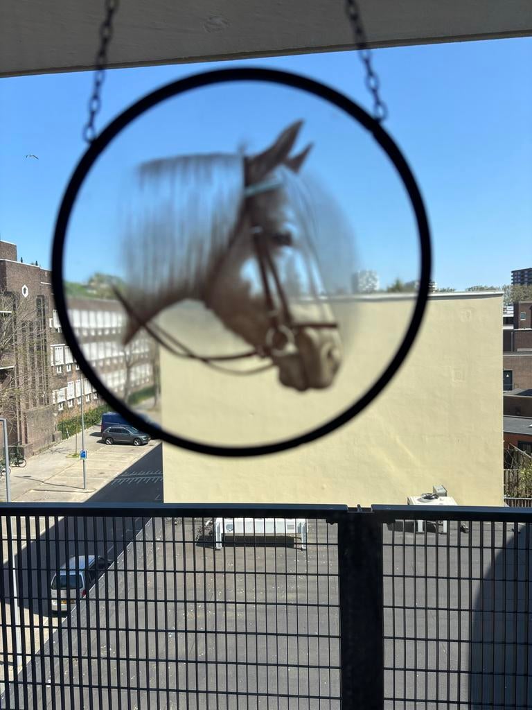 Vintage Paardenhoofd Glas in Lood Hanger - Rotterdam, Ophalen