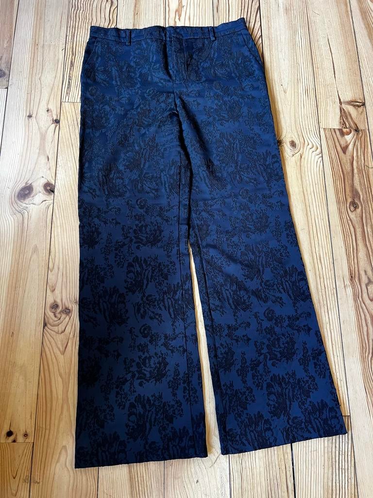 Vanillia Jacquardstof Damesbroek Navy Blauw Maat 42, Ophalen of Verzenden, Zo goed als nieuw, Maat 42/44 (L), Blauw