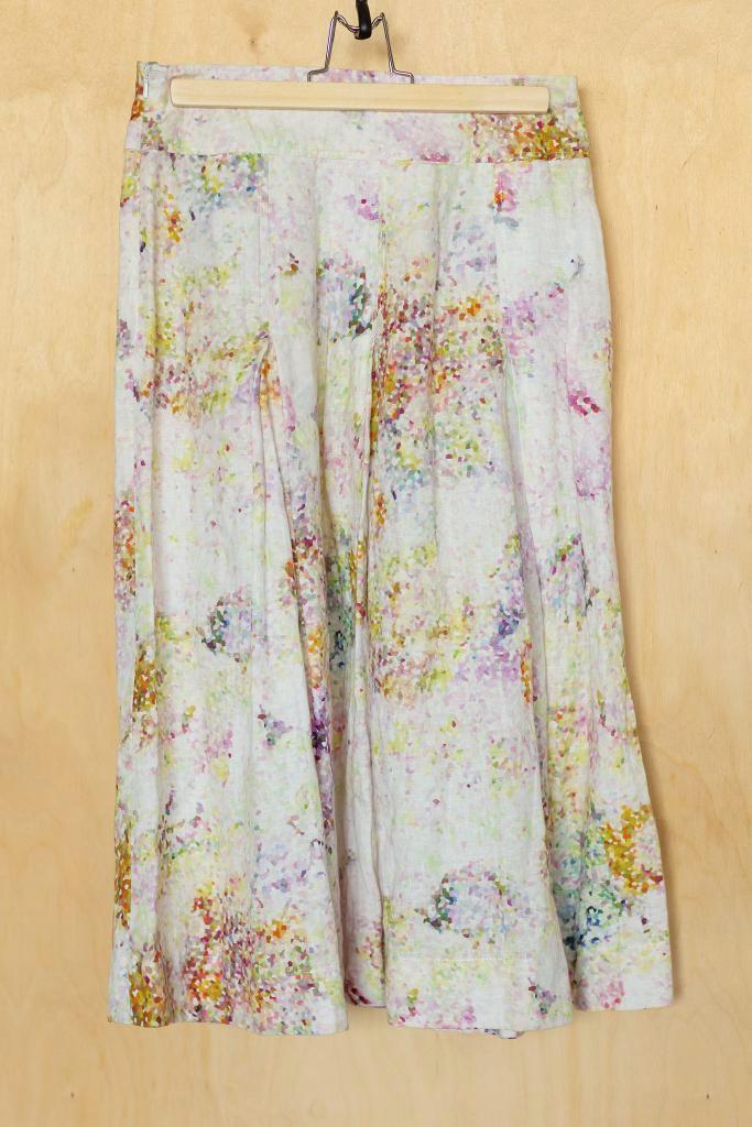 Riani 100% linnen witte midi rok met kleurrijke print 36 S, Kleding | Dames, Rokken, Zo goed als nieuw, Maat 36 (S), Wit, Onder de knie