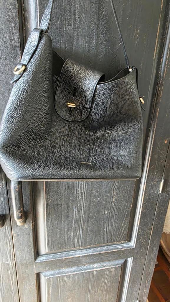 Originele Furla Net M Hobo Bag Zwart Leer, Ophalen of Verzenden, Zo goed als nieuw, Zwart, Handtas