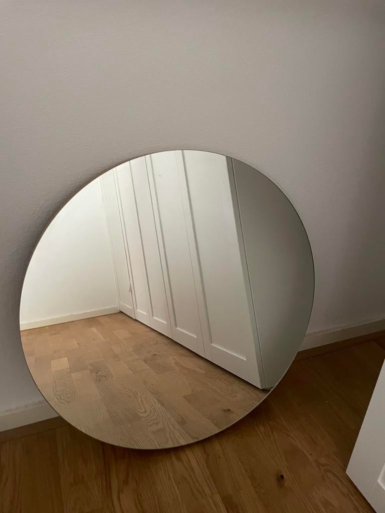 Spiegel rond eiken, Ophalen, Zo goed als nieuw, Rond, Minder dan 100 cm
