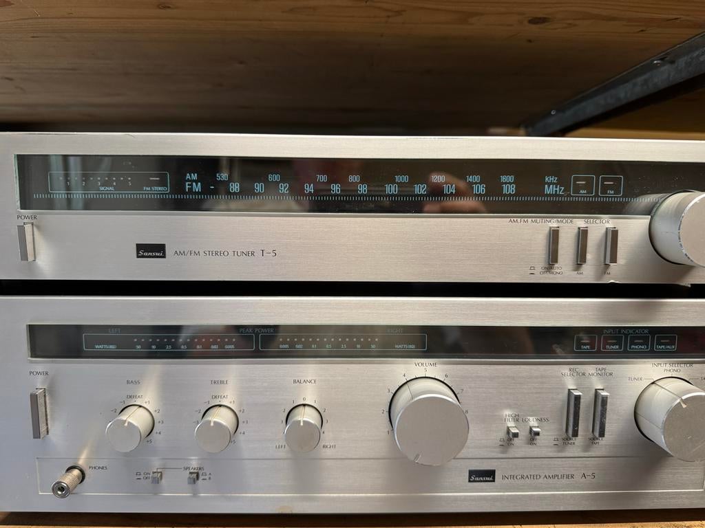 Sansui AM/FM Stereo Tuner T-5 en Geïntegreerde Versterker A-, Overige merken, Gebruikt, Ophalen of Verzenden, 60 tot 120 watt